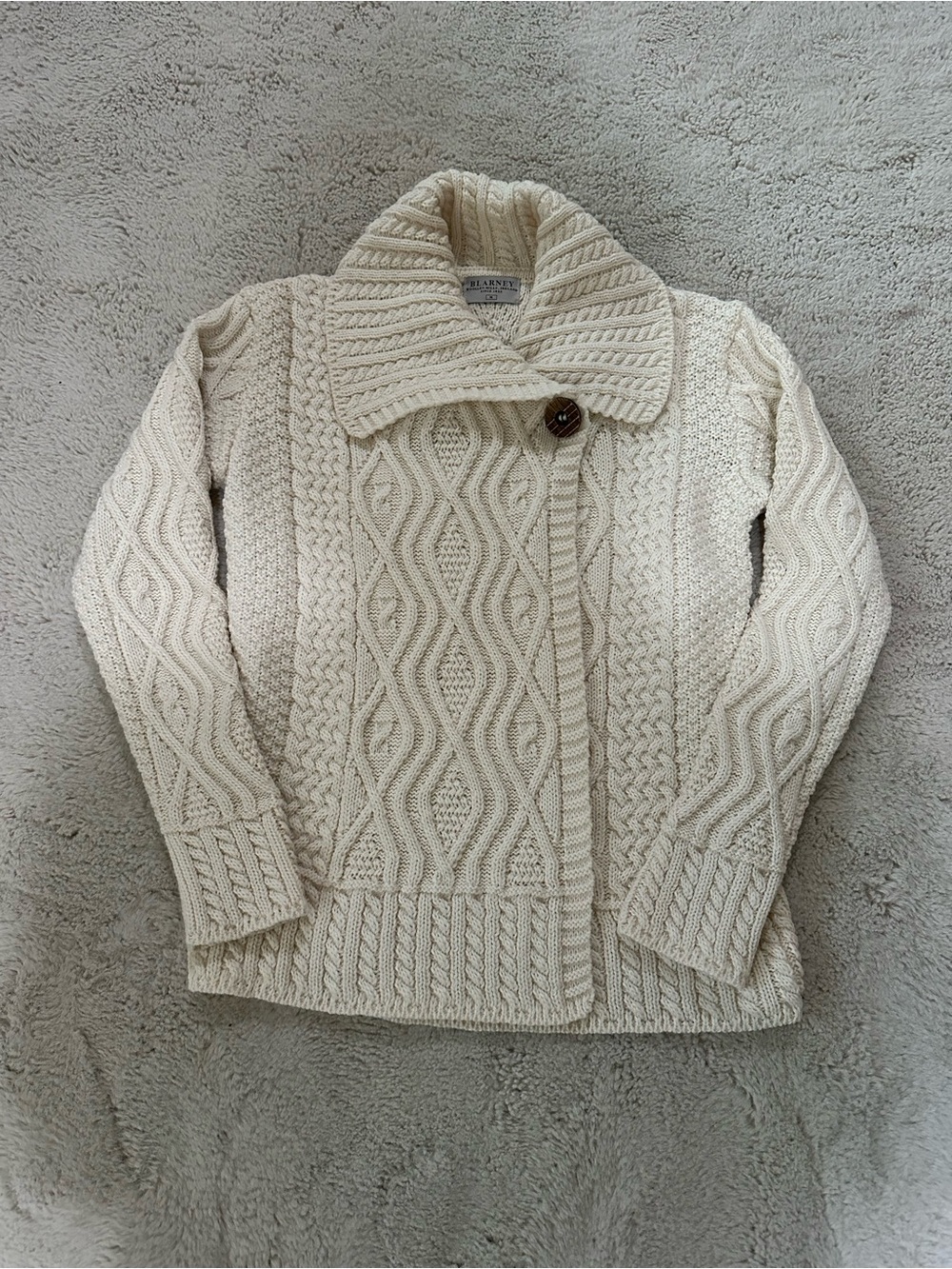 Shawl Collar Cable Knit Cardigan Sweater - Cream